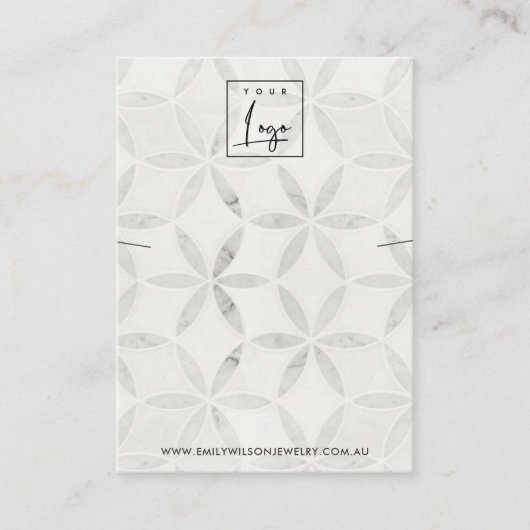 パステルオフ白フローラネックレスブレスレットディスプレイ 名刺 (正面)