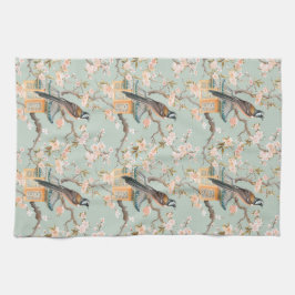 パステルオリエンタルバードとフルーツの花 キッチンタオル