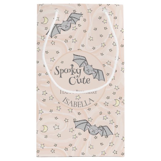 パステルオレンジこうもり不気味カワイイ スモールペーパーバッグ (裏面)