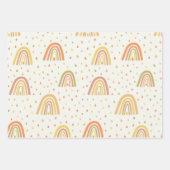 パステルオレンジとイエローボホレインボウズとドロップ ラッピングペーパーシート (正面3)