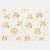 パステルオレンジとイエローボホレインボウズとドロップ ラッピングペーパーシート (正面2)