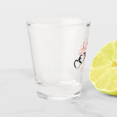 パステルオレンジとブラック新郎新婦 ショットグラス (左)