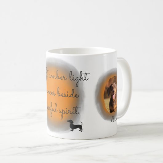 パステルオレンジの水彩ダックスフンドカスタム写真 コーヒーマグカップ (正面右)