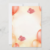 パステルオレンジの風船とハートのウェディング招待状 招待状 (裏面)