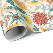 パステルオレンジイエロー春のダリアの花の結婚式 ラッピングペーパー (ロールコーナー)