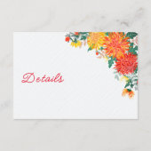 パステルオレンジイエロー春ダリアフラワーズ結婚ーズ エンクロージャーカード (裏面)