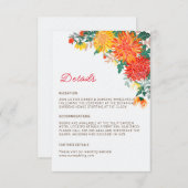 パステルオレンジイエロー春ダリアフラワーズ結婚ーズ エンクロージャーカード (正面/裏面)