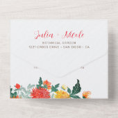 パステルオレンジイエロー春ダリアフラワーズ結婚ーズ オールインワン招待状 (裏面)