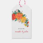 パステルオレンジイエロー春ダリアフラワーズ結婚ーズ ギフトタグ (裏面)