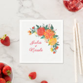 パステルオレンジイエロー春ダリアフラワーズ結婚ーズ スタンダードカクテルナプキン (インサイチュ)