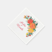 パステルオレンジイエロー春ダリアフラワーズ結婚ーズ スタンダードカクテルナプキン (角)