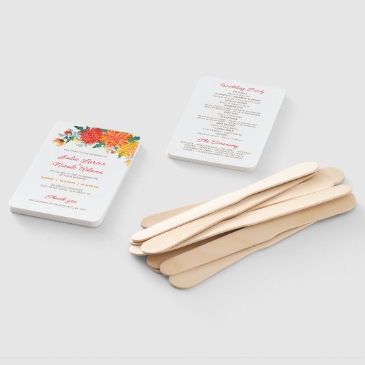 パステルオレンジイエロー春ダリアフラワーズ結婚ーズ ハンドファン (組立なし)