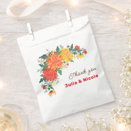 パステルオレンジイエロー春ダリアフラワーズ結婚ーズ フェイバーバッグ