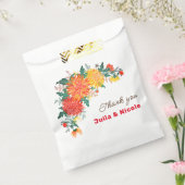 パステルオレンジイエロー春ダリアフラワーズ結婚ーズ フェイバーバッグ (封をした状態)