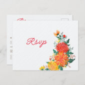 パステルオレンジイエロー春ダリアフラワーズ結婚ーズ ポストカード (正面/裏面)