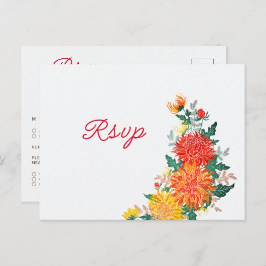 パステルオレンジイエロー春ダリアフラワーズ結婚ーズ ポストカード (正面/裏面)
