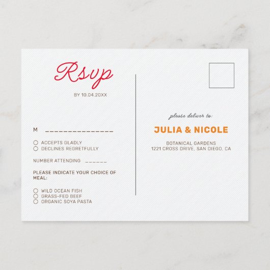 パステルオレンジイエロー春ダリアフラワーズ結婚ーズ ポストカード (裏面)