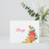 パステルオレンジイエロー春ダリアフラワーズ結婚ーズ ポストカード (スタンド正面)