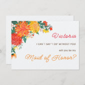 パステルオレンジイエロー春ダリアフラワーズ結婚ーズ メニュー (正面/裏面)