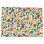 パステルオレンジイエロー春ダリアフラワーズ結婚ーズ ラージペーパーバッグ (裏面)