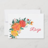 パステルオレンジイエロー春ダリアフラワーズ結婚ーズ 出欠カード (裏面)