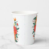 パステルオレンジイエロー春ダリアフラワーズ結婚ーズ 紙コップ (右)