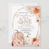 パステルオレンジカボチャが一誕生日 招待状 (正面)