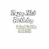 パステルオレンジグレー21歳の誕生日おめでとう名前入り シール (正面)