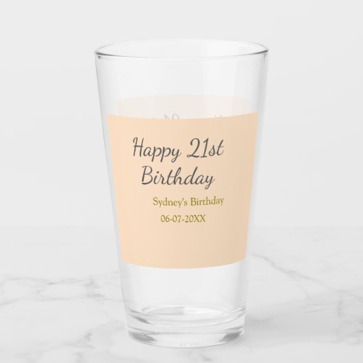 パステルオレンジグレー21歳の誕生日おめでとう名前入り タンブラーグラス (正面)