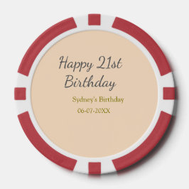 パステルオレンジグレー21歳の誕生日おめでとう名前入り ポーカーチップ