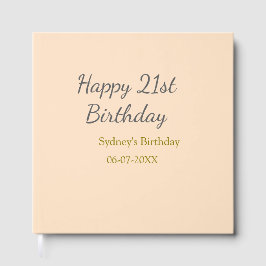 パステルオレンジグレー21歳の誕生日おめでとう名前+日付 ゲストブック