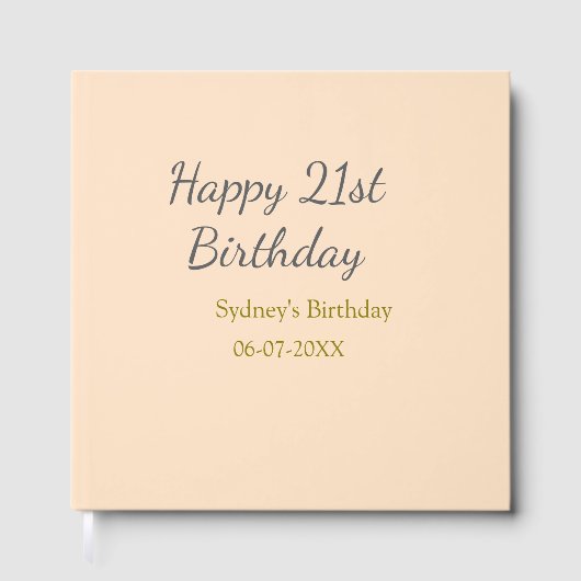 パステルオレンジグレー21歳の誕生日おめでとう名前＋日付 ゲストブック (正面)
