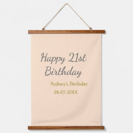 パステルオレンジグレー21歳の誕生日 名前 日付 吊り下げ型タペストリー