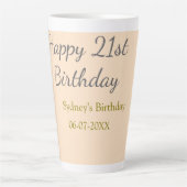 パステルオレンジグレー お名前 生年月日 21歳の誕生日 カフェラテマグ (正面)