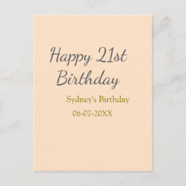 パステルオレンジグレー ハッピー21歳の誕生日 名前 日付 ポストカード