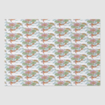 パステルオレンジコイフィッシュピンクフラワー春ガーデンW