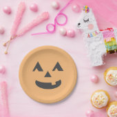 パステルオレンジジャックオランタンハローウィンパーティプレート ペーパープレート (パーティー)