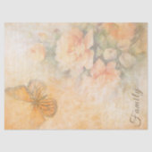 パステルオレンジバラとバタフライファミリーデコページ 薄葉紙 (正面)