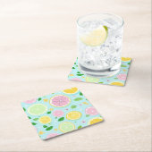 パステルオレンジパターン スクエアペーパーコースター (インサイチュ)