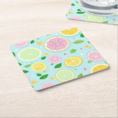 パステルオレンジパターン スクエアペーパーコースター (アングル)