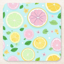 パステルオレンジパターン スクエアペーパーコースター