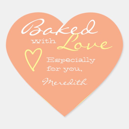 パステルオレンジピーチシンプルーハートメイドラブシェイプ ハートシール (正面)