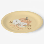 パステルオレンジリトルカボチャ赤ちゃんシャワー ペーパープレート (アングル)