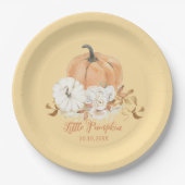 パステルオレンジリトルカボチャ赤ちゃんシャワー ペーパープレート (正面)