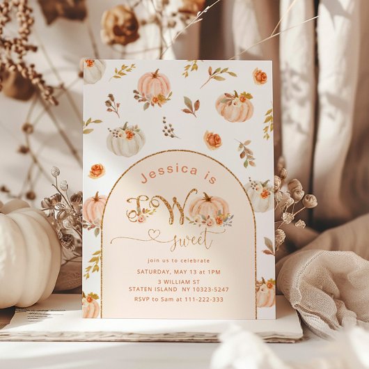 パステルオレンジリトルカボチャ2つの甘い誕生日 招待状