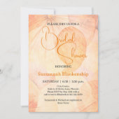 パステルオレンジ抽象芸術バックグラウンドブライダルシャワー 招待状 (正面)
