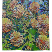 パステルオレンジ色の花シャワーカーテン シャワーカーテン (正面)