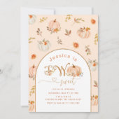 パステルオレンジ金ゴールドリトルカボチャ2nd誕生日 招待状 (正面)