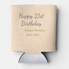パステルオレンジ グレー お名前 生年月日 21歳の誕生日 缶クーラー