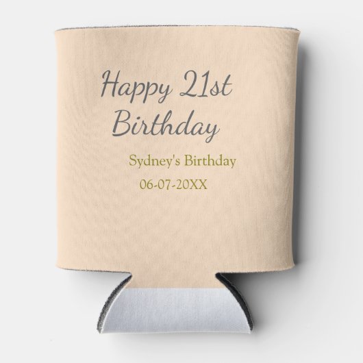 パステルオレンジ グレー お名前 生年月日 21歳の誕生日 缶クーラー (正面)